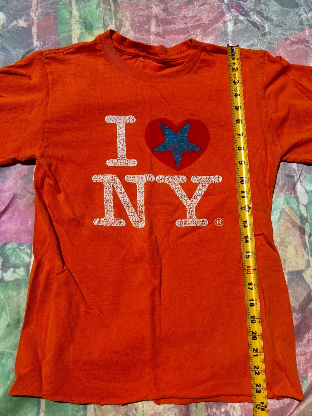 Vintage retro, New York, East Coast punk grunge Orange 'I ♥ NY' Graphic Tee